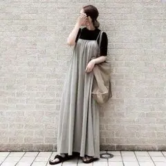 キャミソールワンピ ワンピース ロング丈 春夏 ゆったり とろみ感 ベージュ