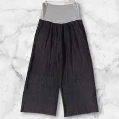 【西松屋】マタニティ プリーツワイドパンツ M〜L ブラック ウエストリブ