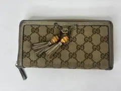 【まとめ売り相談可】GUCCI GGキャンバス 長財布 タッセル付き