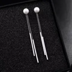 パールとロングバーのピアス
