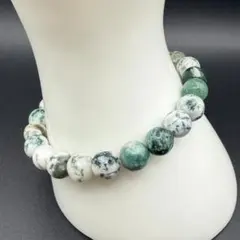 【自然の癒やし】天然石モスアゲート ブレスレット8mm玉 内径17cm