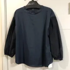 新品タグ付 アンタイトル　シフォンブラウス　セレモニー ７部袖　ネイビー 2
