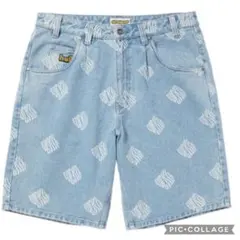 ハフ　デニムパンツ　ショートパンツ　総柄　Mサイズ　32 刺繍　ワンポイントロゴ