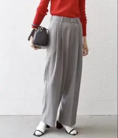 【新品タグ付】SHIPS any ワイドスラックス グレー サイズ40