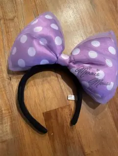 美品！ミニーマウス 紫色 水玉 カチューシャ