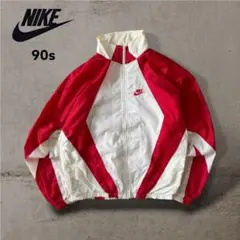 激レア90sNIKEナイキナイロンジャケットスウォッシュ刺繍短丈Y2K古着白赤