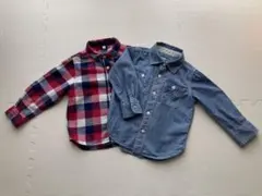GAPデニムシャツ＆無印フランネルチェックシャツ2枚セット100サイズ3y