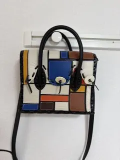 美品 グレースコンチネンタル ショルダーバッグ ブラウン 黄 ファー 