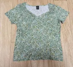 未使用⭐️日本製 花柄 Vネック 半袖 Tシャツ Mサイズ オンワード樫山