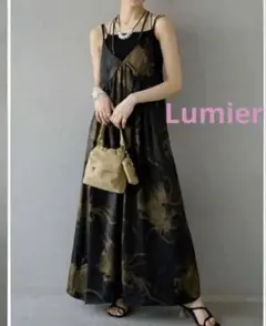 Lumier フラワーア一トタッチキャミワンピース ブラック リュミエ