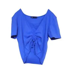 ZARA　ギャザーディテール入りクロップド丈Tシャツ