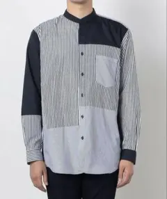 最終値下げ❗️コムサイズム ストライプコンビ バンドカラーシャツ Ｌ