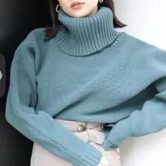 MURUA BIGタートルニットプルオーバー グリーン