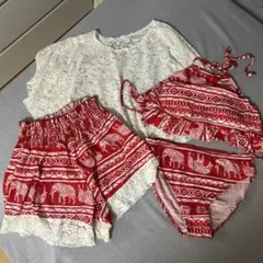 フリル付きセパレート水着 4点セット