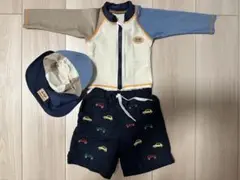 【美品】ベビー水着セット（ラッシュガード・ショートパンツ・帽子） 『80サイズ』