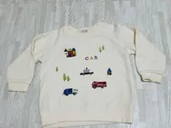 プティマイン 車刺繍 トレーナー 100 ホワイト