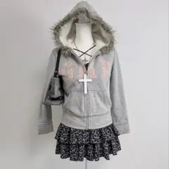 00s archive GAP ファーパーカー y2k 平成 ギャルピチ グレー