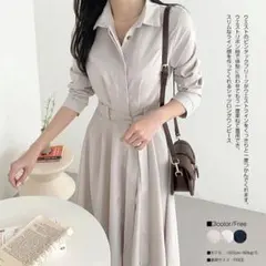 VIVIDLADY シャツロングワンピース 長袖 ライトベージュのサムネイル