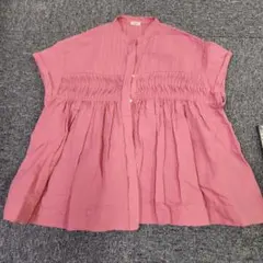 ピンク フリル ノースリーブシャツ
