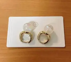 美品　ピアス　パール　ゴールド　フープ　結婚式　インポート　大粒　シン