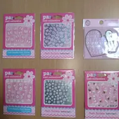 未使用　可愛い❢スィーツ柄、お花柄等 ネイルステッカー６点セット