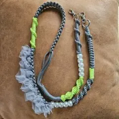 【560】グレー　ネオンカラー　グリーン　フリル　パール　ショルダーストラップ