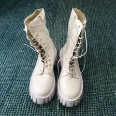 白 ブーツ 厚底 24cm(38表記)
