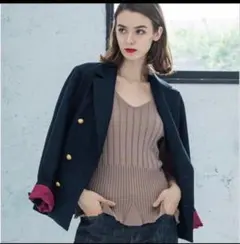 美品 Emma Taylor 紺ブレ 金ボタン ダブルブレスト ジャケット 36