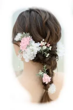 ヘッドドレス ピンク ホワイト 結婚式 成人式 卒業式 フラワー