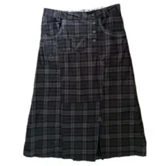 ドラッグストアーズ Aラインスカート チェック パッチワーク ストレッチ 大きめ