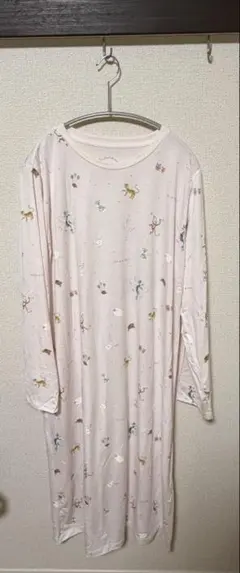 ジェラートピケ★ 動物柄ロング丈ルームウェア ピンク