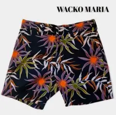 【美品】ワコマリア ハーフパンツ ショートパンツ アロハ柄 総柄 S 黒ベースのサムネイル