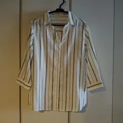 MusMusH ストライプ柄 七分袖シャツ ブラウス