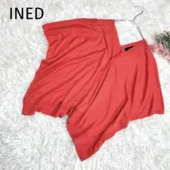 イネド ドルマンカーディガン オレンジ 抜け感 ゆったり 春夏 薄手 Vネック