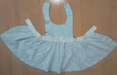 水色 花柄エプロン 90〜100サイズ
