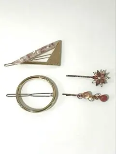 ゴールドとピンクのヘアピン4個セット