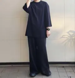 UNIQLO U クルーネックTシャツ七分袖　09black XL