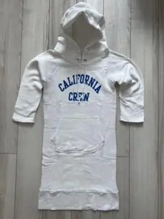 スタンダードカリフォルニアチャンピオン七部袖ワンピースパーカーXS白ホワイト