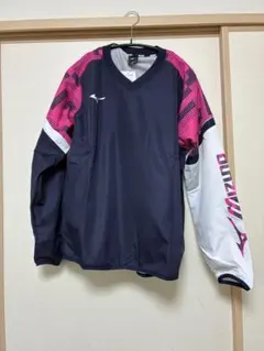 新品‼️Mizuno Sサイズ　長袖 Vネック ウェア ネイビー/ピンク