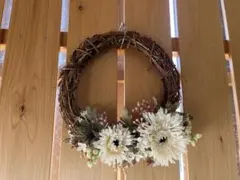 ホワイトフラワーリース 直径約30cm