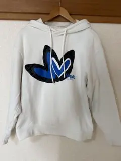 adidas フード付きパーカー ホワイト/ブルー