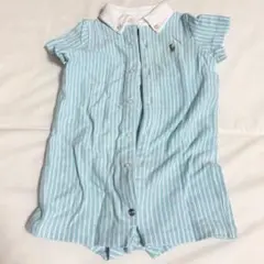Ralph Lauren 水色ストライプロンパース 6M