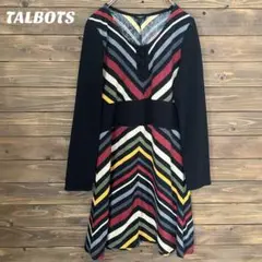 ♦︎【タルボット】ストライプ柄 長袖ひざ丈ワンピース L