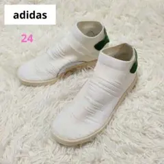 adidas stan smithホワイトニットスリッポンスニーカー24cm