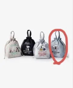 スヌーピー 巾着バッグ 保冷 SAX