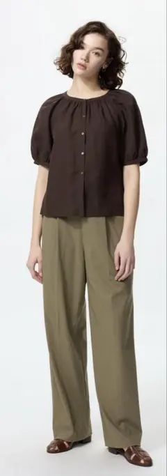 【値下げ交渉可】UNIQLO タックワイドパンツ 丈長め