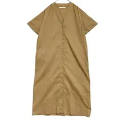 チャオパニック　スキッパー ロングシャツ ワンピース　カーディガン　ベージュ　F
