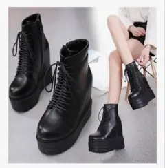 コスプレ 黒 厚底ブーツ 14cm