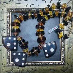 イタリア製　ネックレス 鼈甲カラー　大ぶり　個性的　ヴィンテージアクセサリー