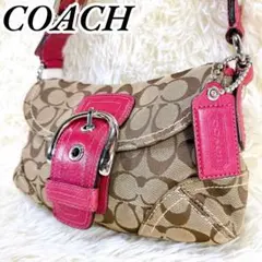 【美品】入手困難 COACH コーチ シグネチャー バッグ ポーチ 742F